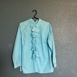 Ralph Lauren Blue Cotton Blend Dress Shirt